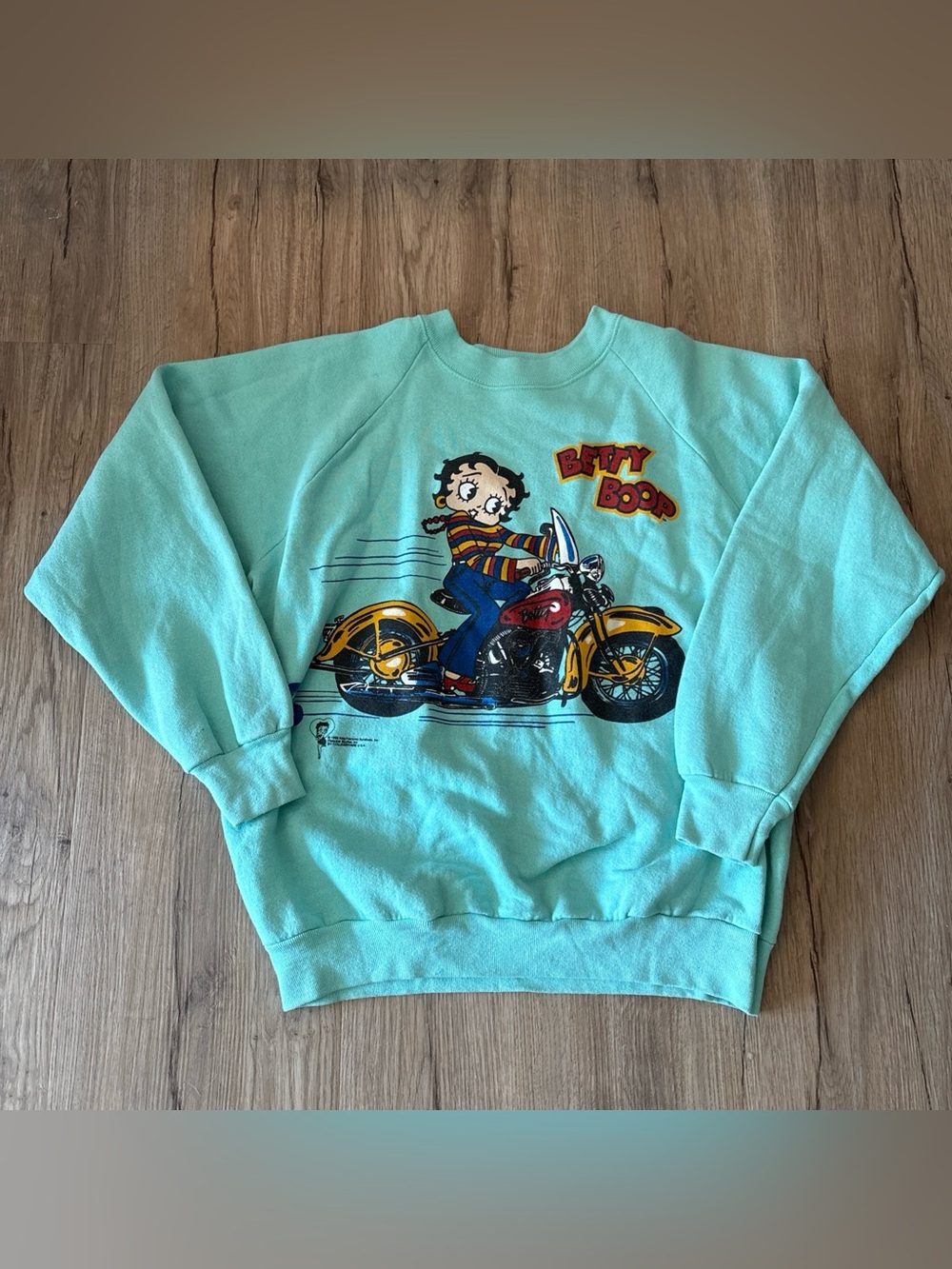 VTG 90s Betty Boop Biker Motorcycle Sweatshirt Size L USA 1996 Collegewear